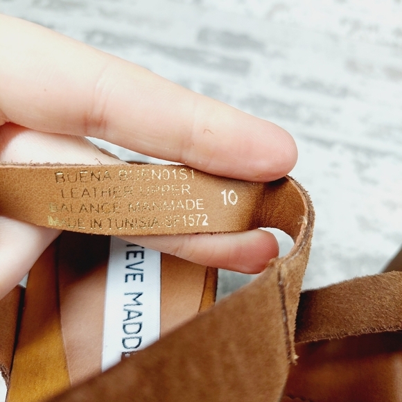 New Steve Madden Alabama Platform Suede Brown Strap Wooden Studded Sandals F659 - Picture 12 of 13